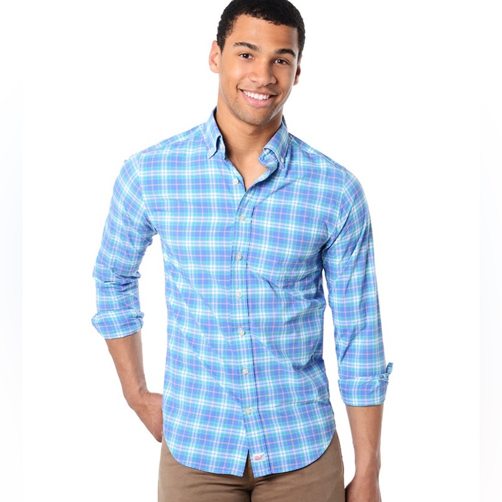 Like New Men's Vineyard Vines Blanchard Beach Plaid Performance Slim Murray, M